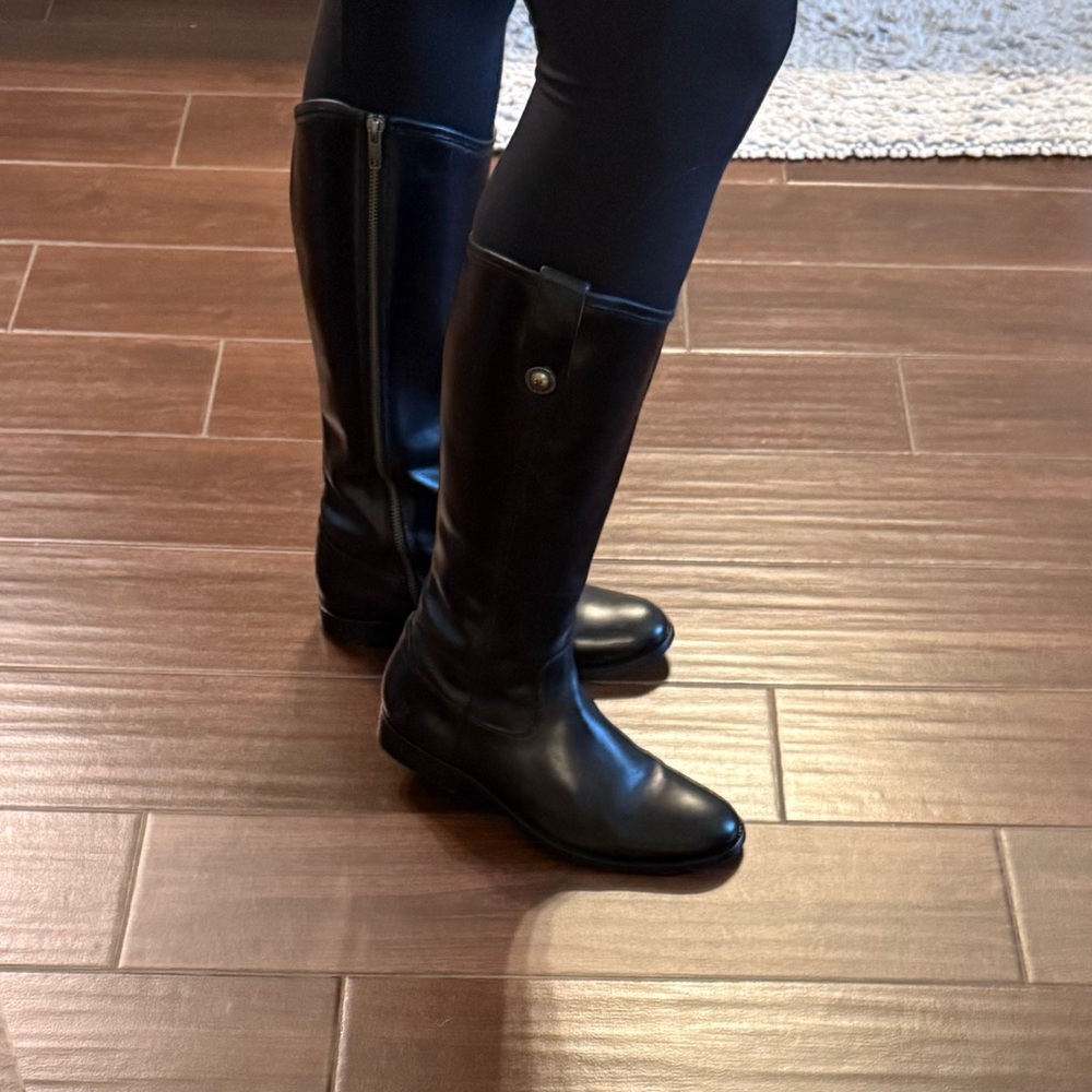 Frye Melissa Inside Zip Black Leather Boots